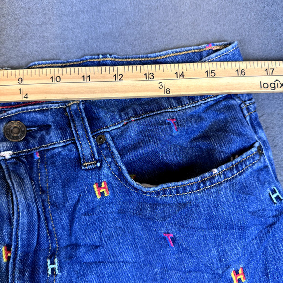 Tommy Hilfiger Denim Jeans Size 8 Embroidered Pattern T H Boyfriend Copain - Picture 5 of 12